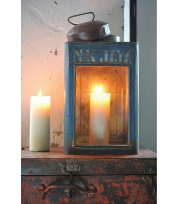 LATA ANTIGUA PINTADA AZUL PARA VELAS